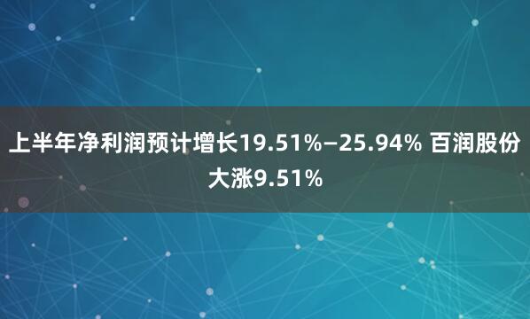 上半年净利润预计增长19.51%—25.94% 百润股份大涨9.51%